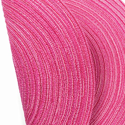 SHACOS Round Braided Placemats Set of 6 Cotton Round Place Mats 15 inch Washable Table Mats for Holiday Party (Hot Pink, 6)