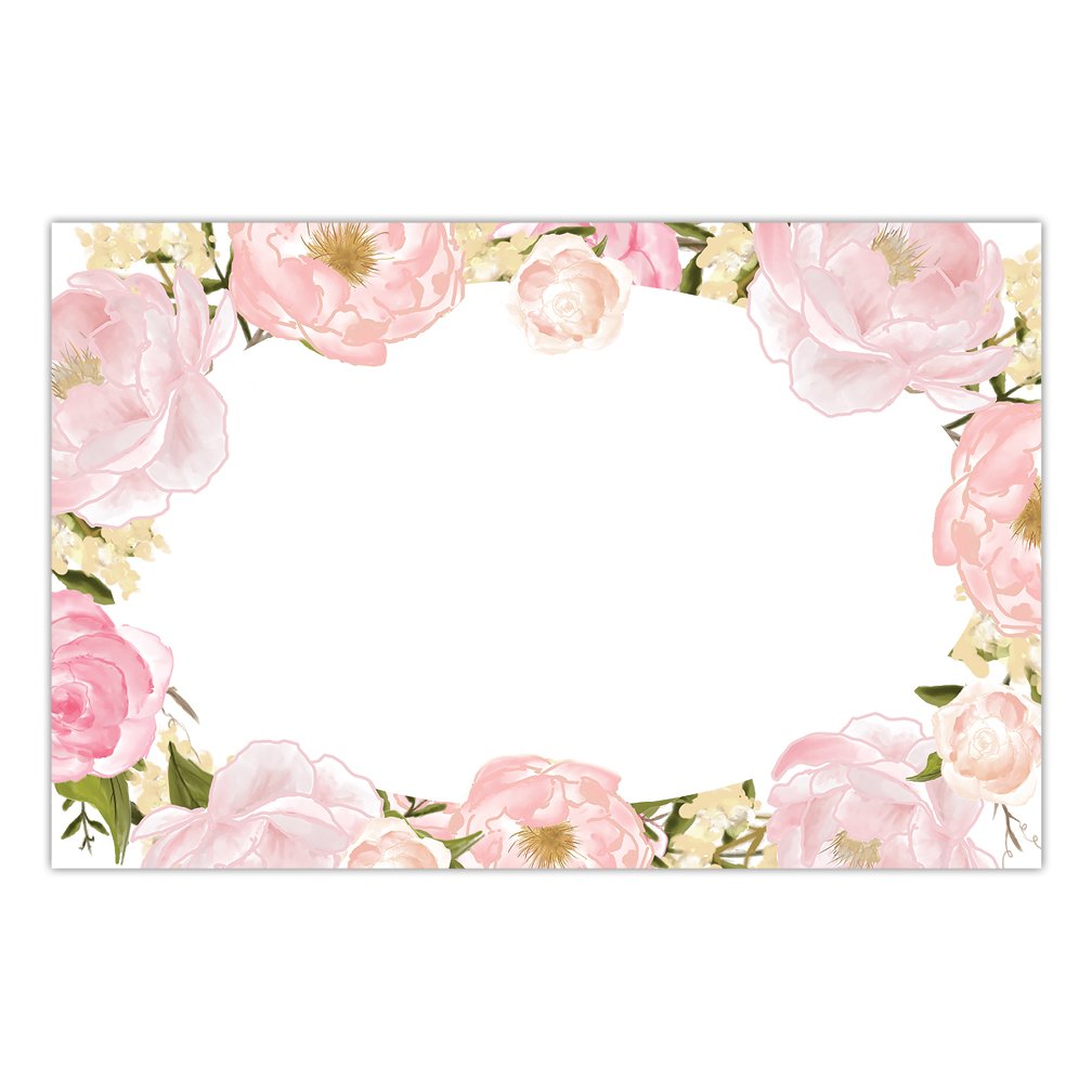 DB Party Studio Paper Placemats Pack of 25 Easy Cleanup Disposable Place Mats Gorgeous Pink Floral Blooms Border For Bridal Shower Wedding Reception Woman's Birthday Dining Table Setting 17" x 11"