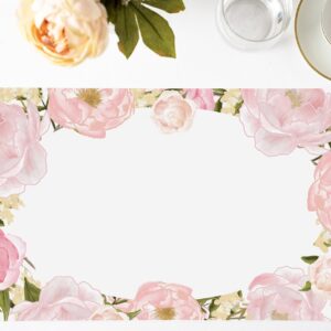 DB Party Studio Paper Placemats Pack of 25 Easy Cleanup Disposable Place Mats Gorgeous Pink Floral Blooms Border For Bridal Shower Wedding Reception Woman's Birthday Dining Table Setting 17" x 11"