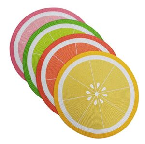 celebrate summer together lemon orange lime watermelon fruit slice round placemats, set of 4