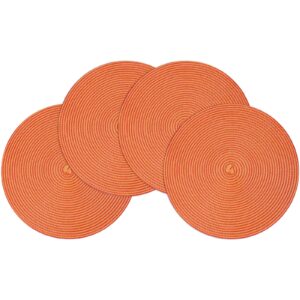 smaafit round braided placemats, set of 4 table place mats for round dining tables, 15 inches round placemat, place mat round table mats (mix orange red)