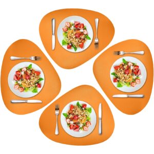 Herda Table Mats for Round Fall Placemats Set of 4 Outdoor Indoor Place Mats Leather Wipeable Washable Placemats for Kitchen Dining Patio Table Heat Resist Easy to Clean Orange Placemats