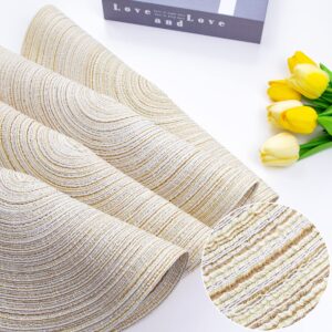 eQFeast Round Woven Placemats Set of 12 Beige Braided 15 Inch Washable Place Mats for Dining Table Kitchen Table Mats