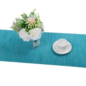 SHACOS Placemats Set of 6 Woven Vinyl Place Mats for Dining Table Wipe Clean Stain Resistant Table Mats (6, Teal Blue)