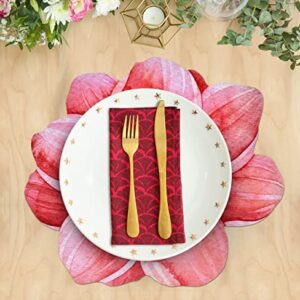 Gift Boutique Disposable Flower Shaped Paper Place Mats 50 Pack 13" x 13" Summer Pink Floral Charger Place Mat for Spring Flowers Dinner Table Setting Bridal Baby Shower Supplies Decorations