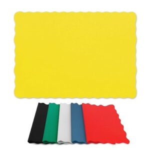 paper placemats for dining table – disposable scalloped edges color table mats great for parties and christmas table decorations 10"x14" (yellow) 50ct