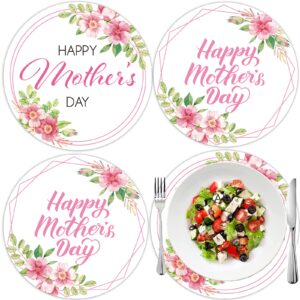 happy mother's day round place mats 13" x 13", mother’s day tableware supplies for holiday party floral table mat pink floral disposable chargers dinnerware paper place mats decorations favors