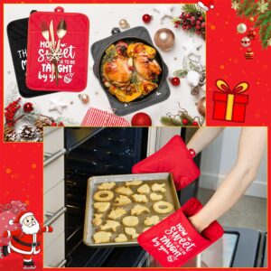 R HORSE 6Pcs Pot Holders Christmas Teacher Gift Thank You Present Potholder Funny Cookie Bag for Christmas Kitchen Hot Pads Machine Washable Heat Resistant Oven Mitt Baking Gift End of The Year Gift