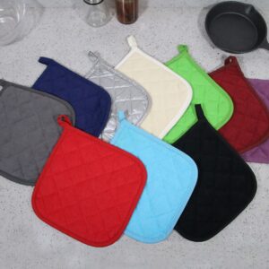 5 PCS Pot Holders for Kitchen, Cotton Potholers with Great Heat Resistance, Hot Pads, Trivets for Cooking and Baking Black