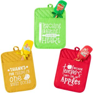 r horse 6pcs teacher gift pot holder funny cookie bag silicone spatula set for teacher appreciation day thank you present heat resistant oven mitt ribbon bows spatula baking gift