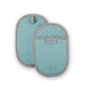 kitchenaid asteroid pot holder 2-pack set, aqua, 6.5"x10"