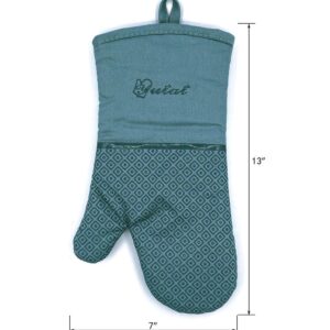 Pot Holders and Oven Mitts Sets 4Pcs, YUTAT High Heat Resistant Oven Gloves and Potholders, Non-Slip Grip Hot Pads with Food Grade Silicone Texture, Perfect for Kitchen Cooking Baking BBQ, Teal