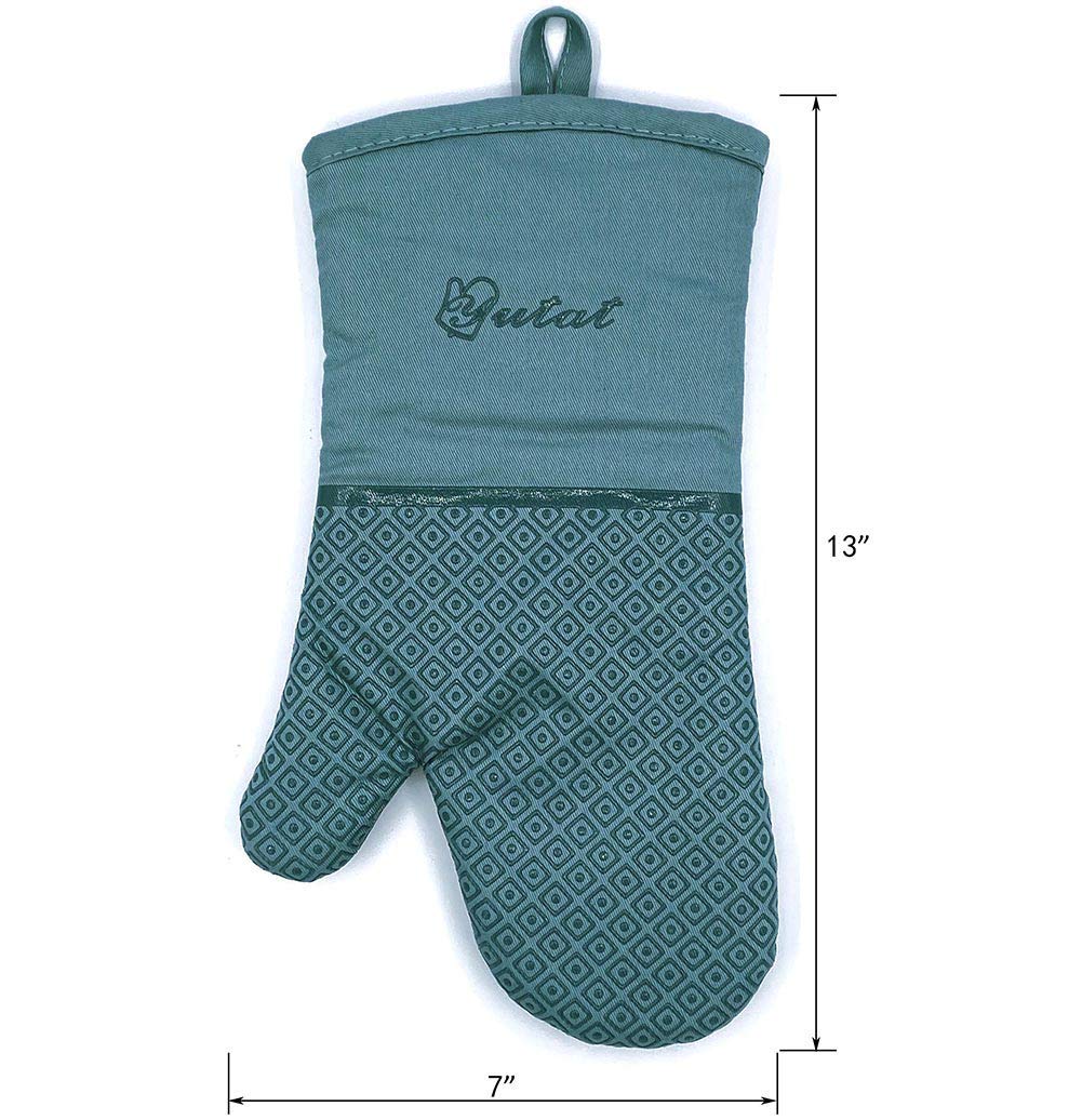 Pot Holders and Oven Mitts Sets 4Pcs, YUTAT High Heat Resistant Oven Gloves and Potholders, Non-Slip Grip Hot Pads with Food Grade Silicone Texture, Perfect for Kitchen Cooking Baking BBQ, Teal