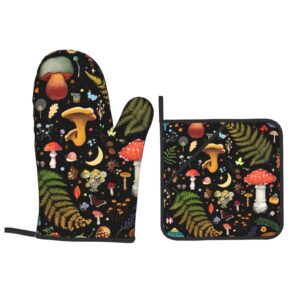 Mushroom Gifts Pot Holders Sets of 2, Non-Slip Hot Pads for Kitchen Potholders for Cooking Baking BBQ Grilling (2-Piece Sets)