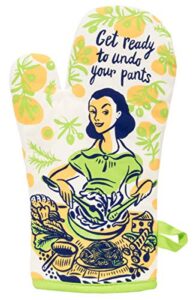 blue q oven mitt, get ready to undo your pants. super-insulated quilting, natural-fitting shape, 100% cotton