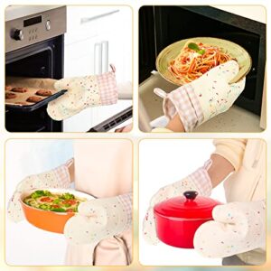 Set of 2 Silicone Oven Mitts Kitchen Oven Mitts Waterproof Shell Oven Mitts for Heat Resistant 500 Degrees Washable Kitchen Mittens with Cotton Lining for Cooking Baking BBQ Grilling Microwave