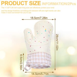 Set of 2 Silicone Oven Mitts Kitchen Oven Mitts Waterproof Shell Oven Mitts for Heat Resistant 500 Degrees Washable Kitchen Mittens with Cotton Lining for Cooking Baking BBQ Grilling Microwave