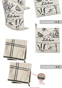 6 Pack Kitchen Line Set 2 Oven Mitts 2 Pot Holder 2 Washclothing Gift Set