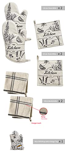 6 Pack Kitchen Line Set 2 Oven Mitts 2 Pot Holder 2 Washclothing Gift Set