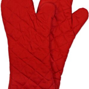 Nouvelle Legende Flame Retardant Kitchen and BBQ Heavy Duty Burn Protection Quilted Mitt, 17 Inches, Red, 2-Pack