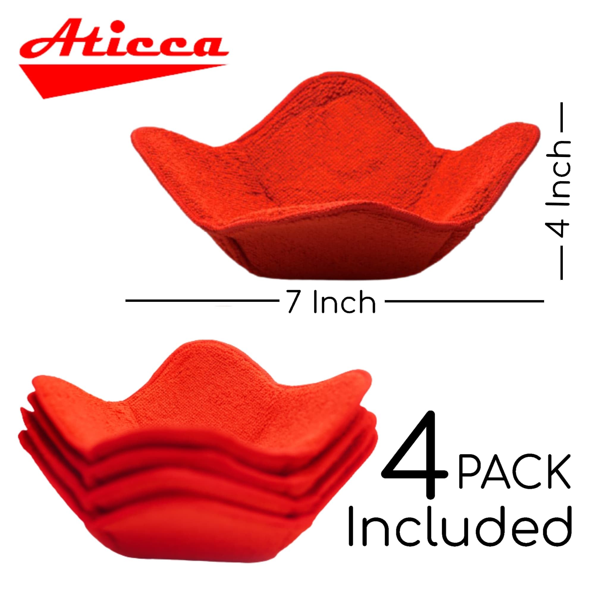 Aticca Microwave Bowl Cozy Holders for Hot Food Set of 4 Hot Pads for Bouillon Cups Multipurpose Heat Proof Plate Holder