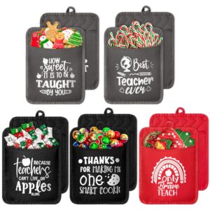 GROBRO7 10Pcs Teacher Appreciation Gifts Pot Holders How Sweet it is to Be Taught by You Cotton Potholder Microwave Oven Mitt Thank You Teachers Gifts for Back To School Graduation Retirement Birthday