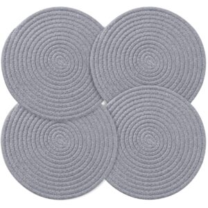 trivet weave mat round hot pads for kitchen thread potholders for hot dishes/pot/bowl/teapot/hot pot, 4pack,9.5 inches,100% pure cotton (trivet 4 pack)