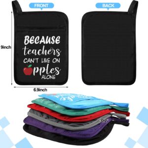 6 Pieces Teacher Appreciation Gifts for Woman Funny Pot Holders Heat Resistant Teacher Oven Mitt with Hand Pocket and Hanging Loop Cookies Oven Pads for Teachers