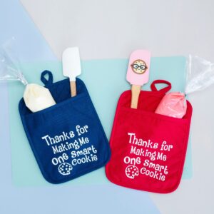 Teacher Appreciation Gift for Women - Thank You Present Potholder - One Smart Cookie Oven Mitt - Set of 2 (One Smart Cookie)