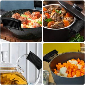 Silicone Assist Handle Holder, Hot Skillet Handle Covers Pot Grip Handle Sleeve Cast Iron Skillets Non-Slip Heat Resistant Pan Grip Cover for Cast Iron Woks Frying Pans Griddles Skillets (Black)