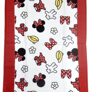 Disney Oven Mitt Pot Holder & Dish Towel 3 pc Kitchen Set (Minnie Mouse Red)