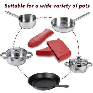 Boao 8 PCS Silicone Hot Handle Holders and Pot Holders Cover Removable Rubber Hot Resistant Pot Holder Sleeves Lid Covers for Cast Iron Skillets Metal Frying Pans Aluminum Cookware Handles