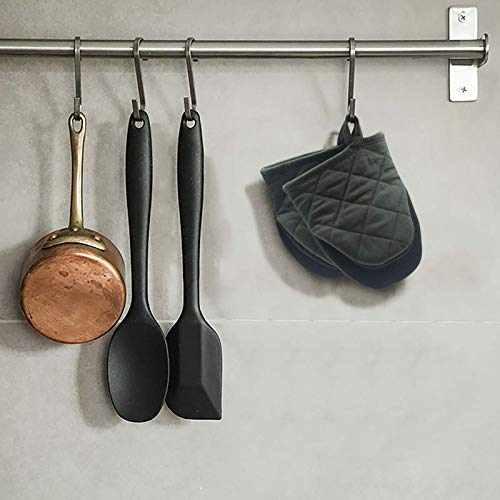 Mini Oven Mitts, 2 Pack Heat Resistant 300 ºF Little Oven Gloves Pot Holder Neoprene Cotton Trivet for Kitchen Cooking - Non-Slip Grip, Hanging Loop, 7 x 6 Inches, Grey (Grey)
