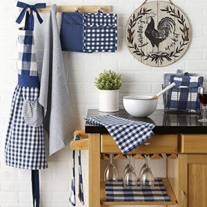 DII Gingham Check Kitchen Collection, Navy, Potholder Set