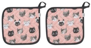 now designs 803889aa basic potholder, set of two, cats meow