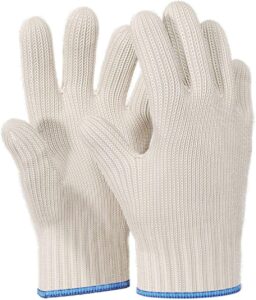 heat resistant gloves oven gloves heat resistant with fingers oven mitts kitchen pot holders cotton gloves kitchen gloves double oven gloves with fingers white 1 pair