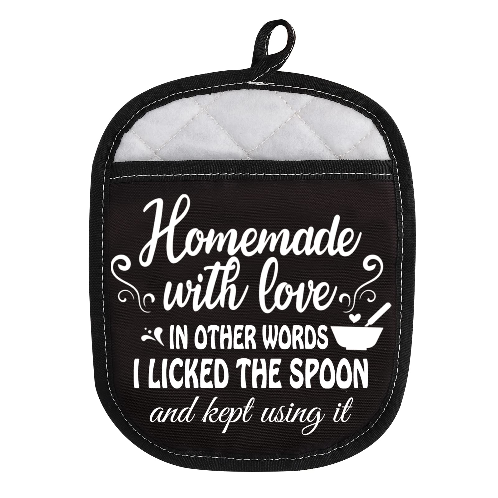 Novelty Pot Holder for Cooking Baking Homemade with Lover in Other Words I Licked The Spoon and Kept Using It (Kept Using it)