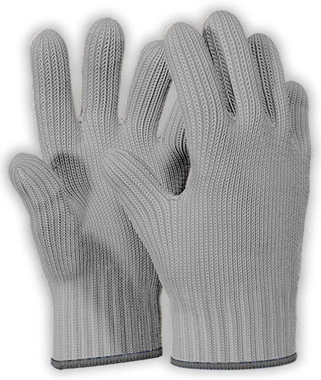 1 Pair Grey Heat Resistant Gloves Oven Gloves Heat Resistant with Fingers Oven Mitts Kitchen Pot Holders Cotton Gloves Kitchen Gloves Double Oven Mitt Set Oven Gloves with Fingers