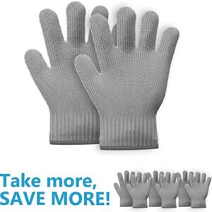 1 Pair Grey Heat Resistant Gloves Oven Gloves Heat Resistant with Fingers Oven Mitts Kitchen Pot Holders Cotton Gloves Kitchen Gloves Double Oven Mitt Set Oven Gloves with Fingers