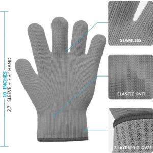 1 Pair Grey Heat Resistant Gloves Oven Gloves Heat Resistant with Fingers Oven Mitts Kitchen Pot Holders Cotton Gloves Kitchen Gloves Double Oven Mitt Set Oven Gloves with Fingers