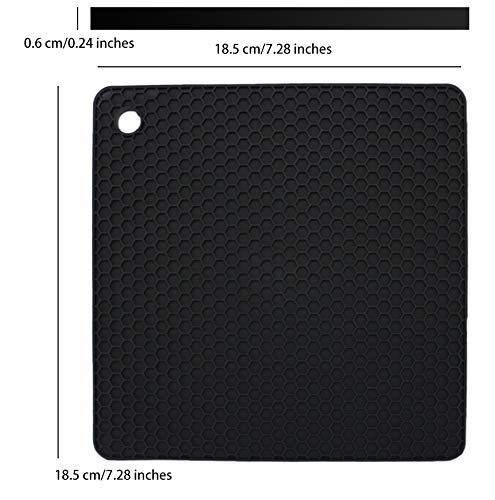 Smithcraft Silicone Trivets for Hot Dishes, Pots and Pans, Hot Pads for Kitchen, Black Silicone Pot Holders, Silicone Mats for Kitchen Counter, Non Slip Heat Resistant Mat, Flexible Trivet Mat Set 4