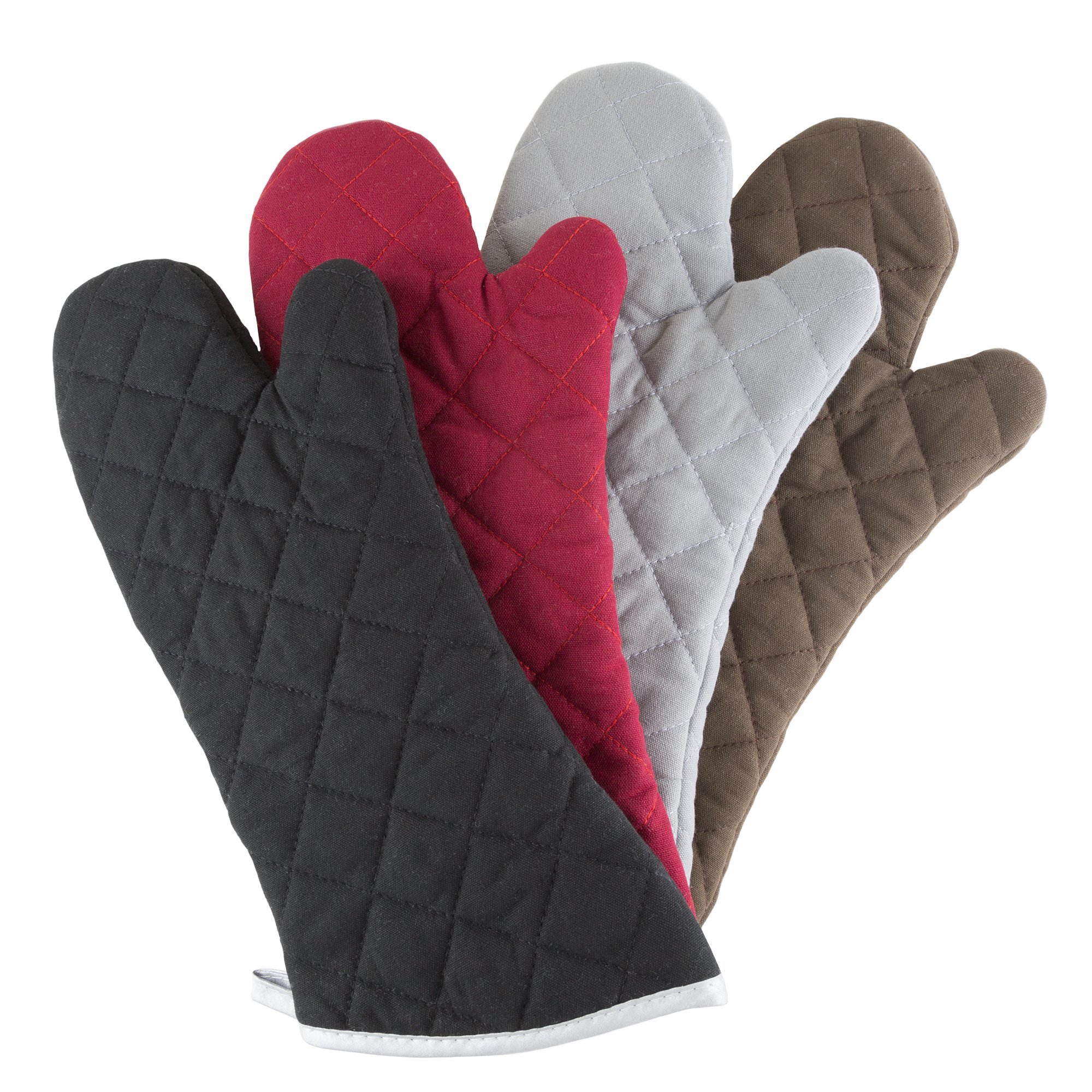 Oven Mitts, Set of 2 Oversized Quilted Mittens, Flame and Heat Resistant By Lavish Home (Chocolate)