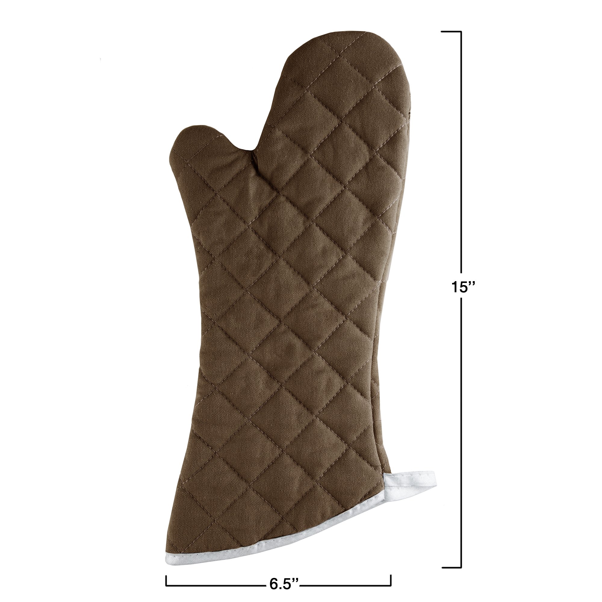 Oven Mitts, Set of 2 Oversized Quilted Mittens, Flame and Heat Resistant By Lavish Home (Chocolate)