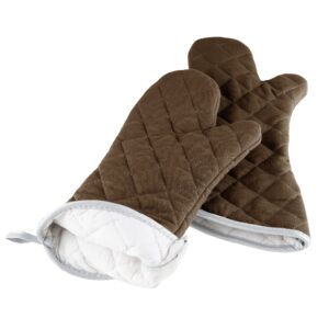 Oven Mitts, Set of 2 Oversized Quilted Mittens, Flame and Heat Resistant By Lavish Home (Chocolate)