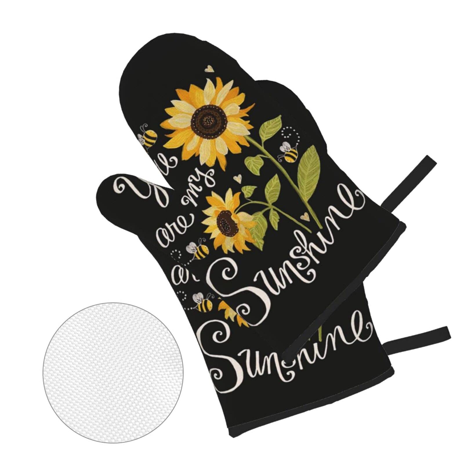 Sunflower 4pcs Oven Mitts and Pot Holders Sets,You are My Sunshine Heat Resistant Kitchen Oven Glove Potholder Hot Pads for Cooking BBQ Baking Grilling