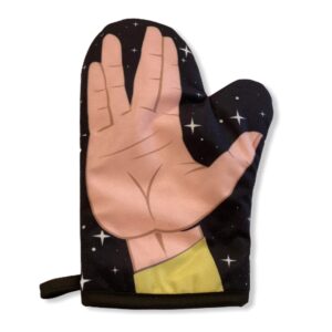 space hand oven mitt funny live long alien sign kitchen accessories funny graphic kitchenwear movie funny nerd novelty cookware black oven mitt
