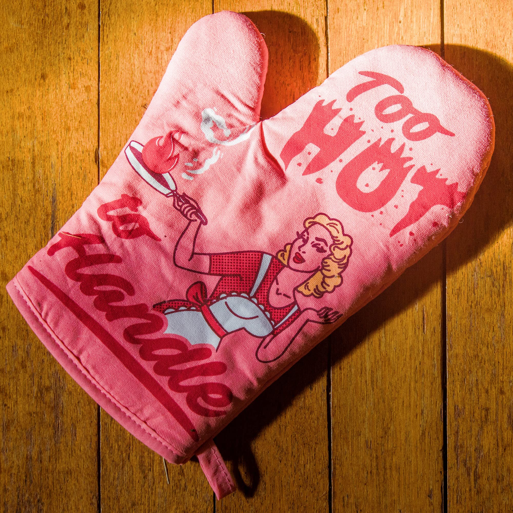 Too Hot to Handle Oven Mitt Funny Cooking Chef Sarcastic Kitchen Glove Funny Graphic Kitchenwear Funny Adult Humor Novelty Cookware Multi Oven Mitt