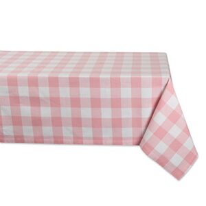 dii buffalo check collection, classic farmhouse tablecloth, tablecloth, 52x52, pink & white