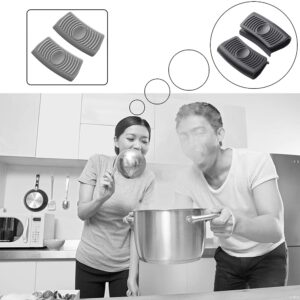 Xihuimay 2 Pairs Silicone Mitts Hot Pot Grip Handle Cover Sleeve Grip Mitt Pinch Grip Microwave Frying Pans Anti-scalding Gloves Griddles Mittens Clips for Kitchen Cooking Baking BBQ, Grey Black