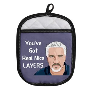 baking show inspired oven pads pot holder with pocket you've got real nice layers bake lover gift (got real nice layers)